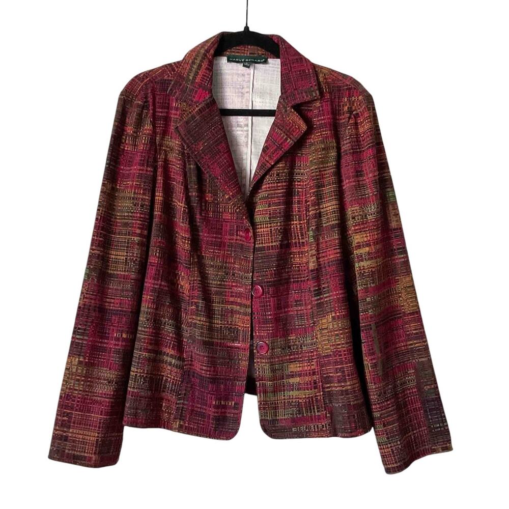 Womens Harve Benard Three Button-Front Blazer Corporate Office Multicolor Size L